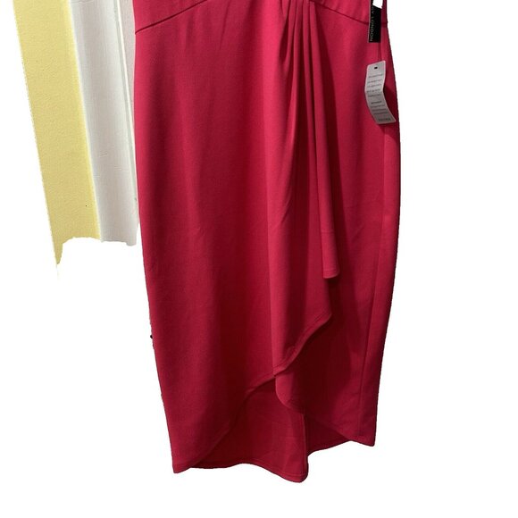 Maggie London NEW Cocktail Dress 6 Wrap Feminine Fairy Money Pink Asymmetrical - Picture 10 of 10